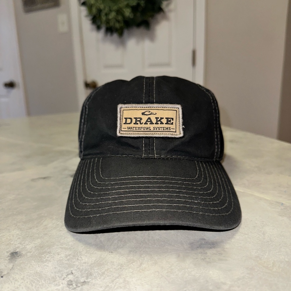 DRAKE WATERFOWL SYSTEMS 6 PANEL WAXED PATCH LOGO COTTON BALL CAP‎ HAT